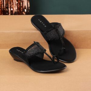 Women Black Ethnic Kolhapuris